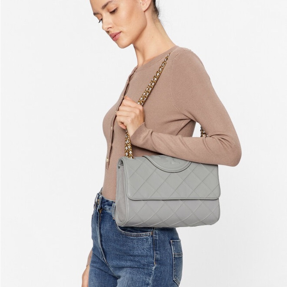 Tory Burch Fleming Soft Convertible Shoulder Bag – Bay Gray - Picture 14 of 16